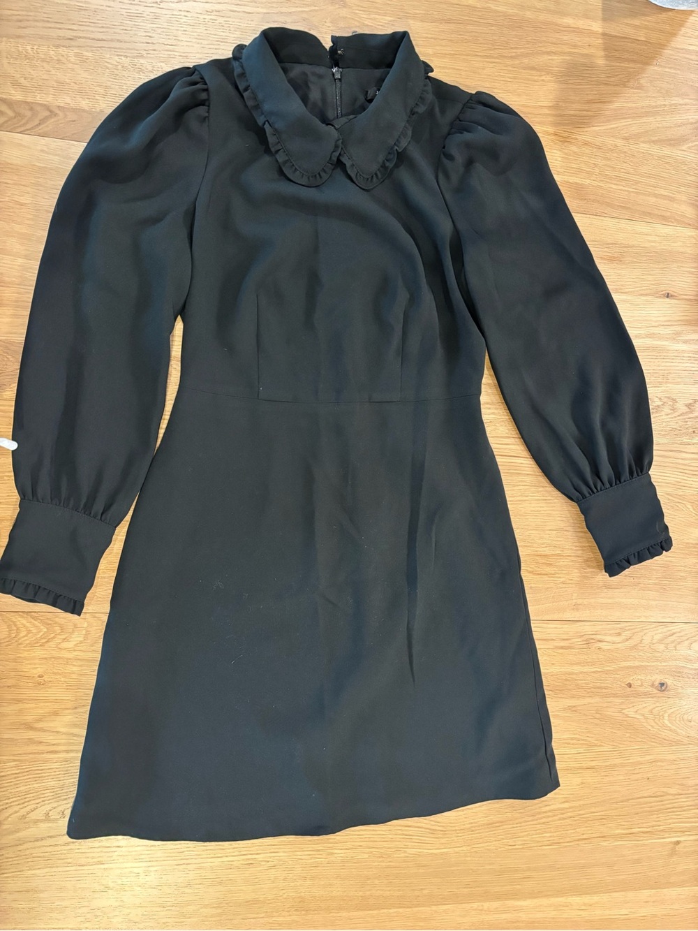 J. Crew Black Long-Sleeve Peter Pan Collar Mini Dress